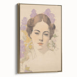 Maximalist Wall Art – Elegant Portrait with Floral Accents for Home Decor