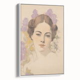 Maximalist Wall Art – Elegant Portrait with Floral Accents for Home Decor