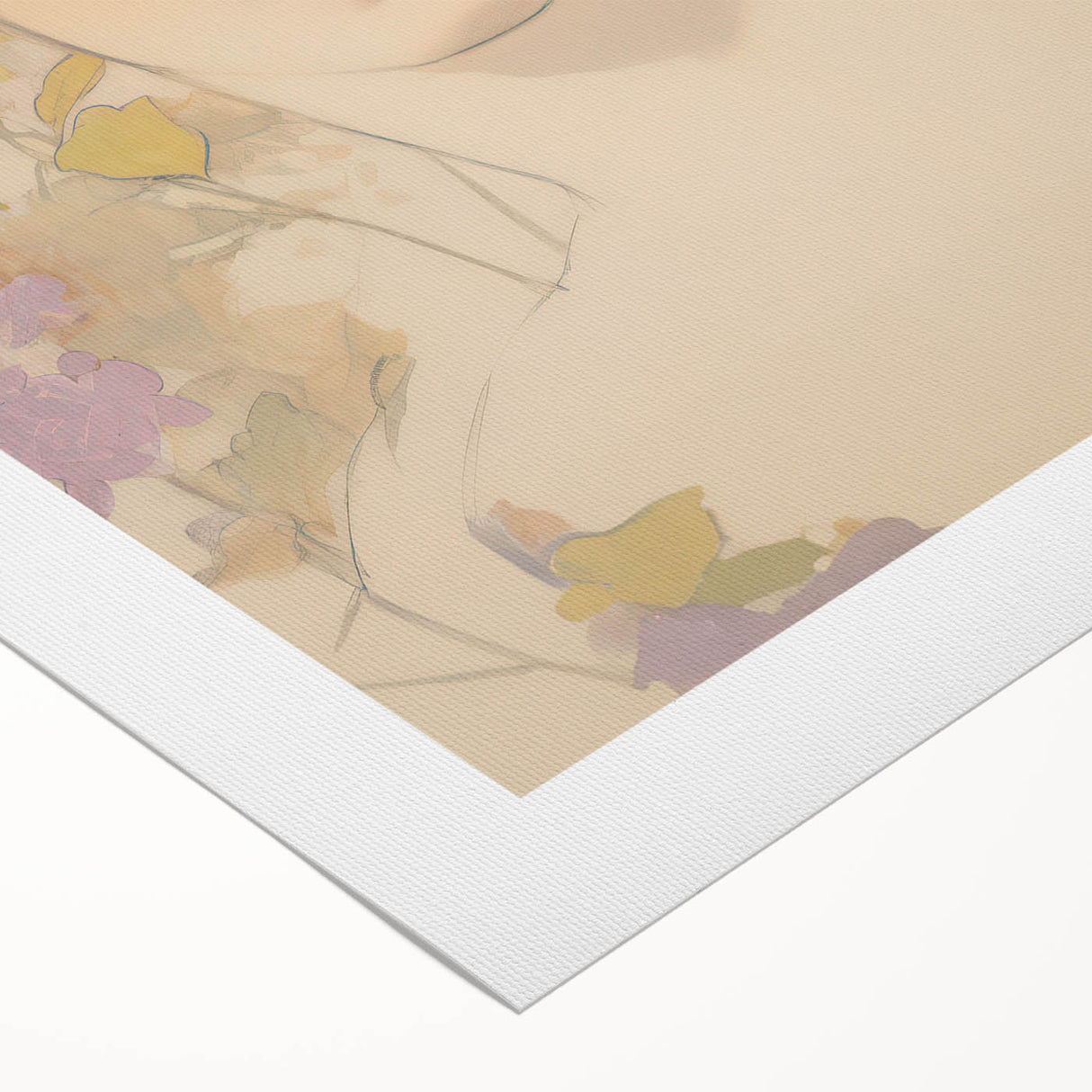 Maximalist Wall Art – Elegant Portrait with Floral Accents for Home Decor