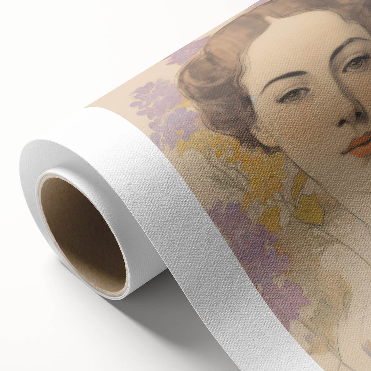 Maximalist Wall Art – Elegant Portrait with Floral Accents for Home Decor