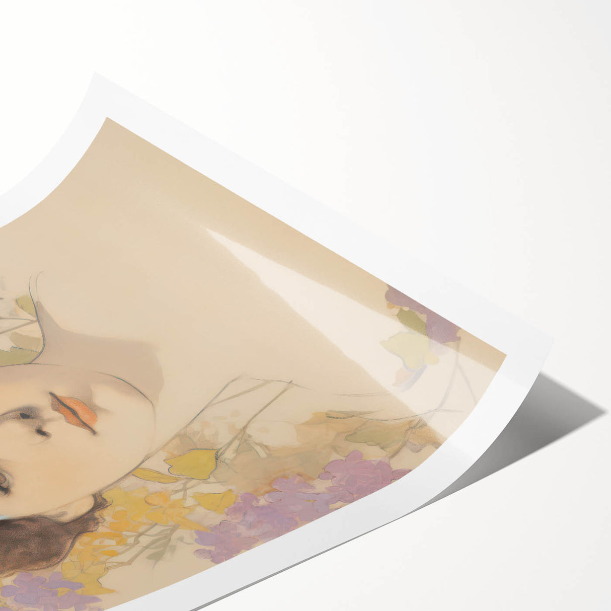 Maximalist Wall Art – Elegant Portrait with Floral Accents for Home Decor