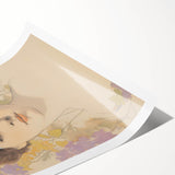 Maximalist Wall Art – Elegant Portrait with Floral Accents for Home Decor