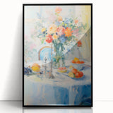 Maximalist Wall Art – Colorful Still Life with Floral Arrangement & Fruits