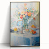 Maximalist Wall Art – Colorful Still Life with Floral Arrangement & Fruits