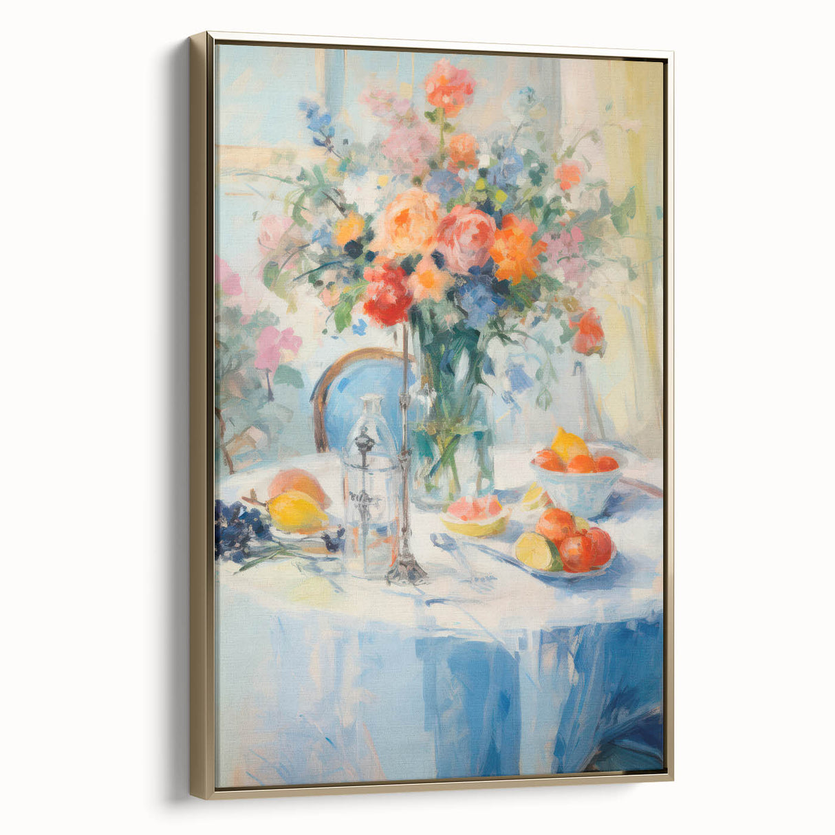 Maximalist Wall Art – Colorful Still Life with Floral Arrangement & Fruits