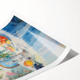 Maximalist Wall Art – Colorful Still Life with Floral Arrangement & Fruits