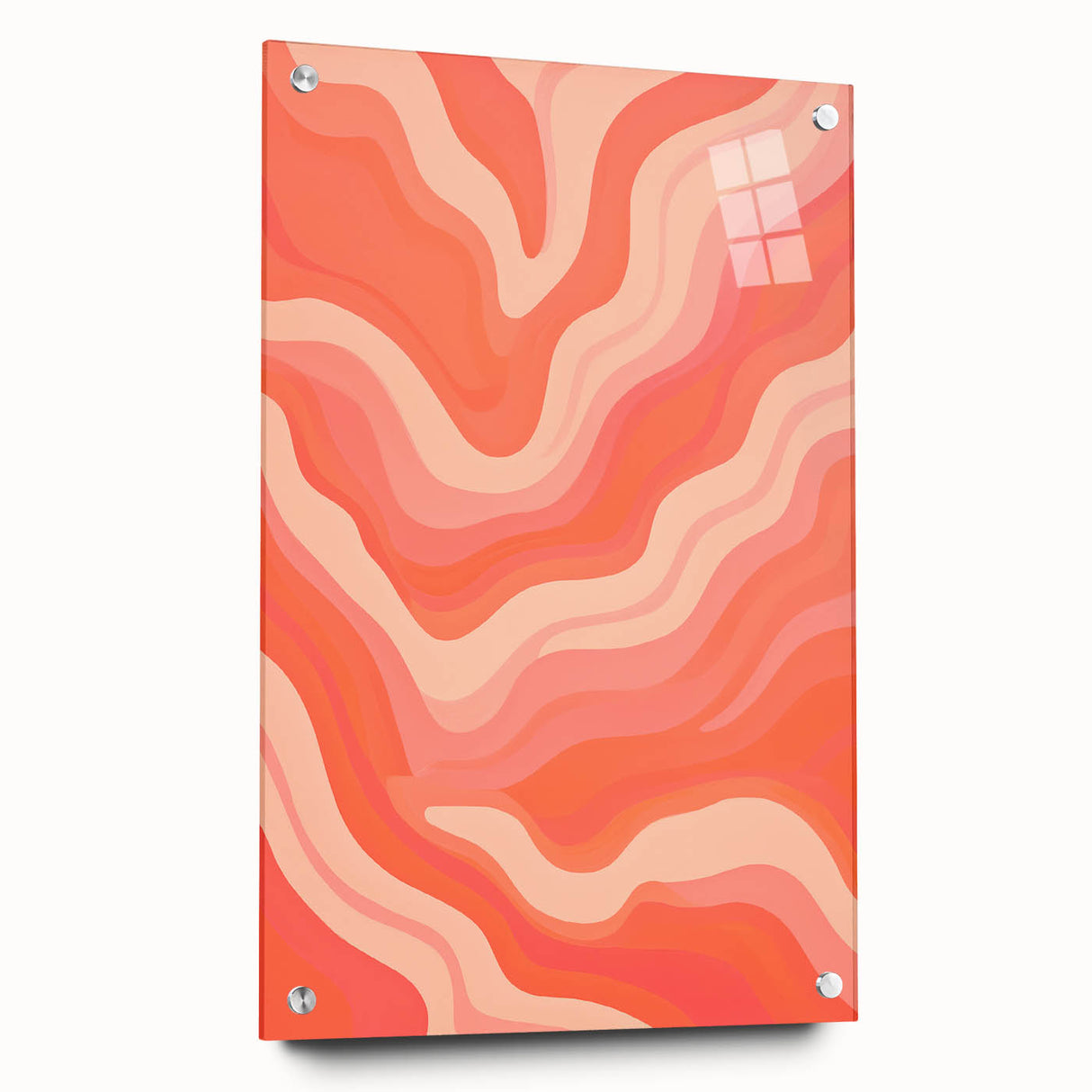 Maximalist Wall Art – Vibrant Abstract Waves in Warm Peach and Coral Tones