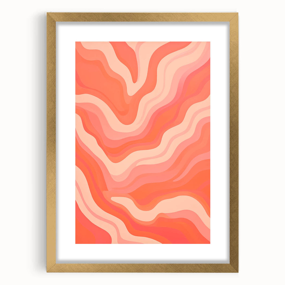 Maximalist Wall Art – Vibrant Abstract Waves in Warm Peach and Coral Tones