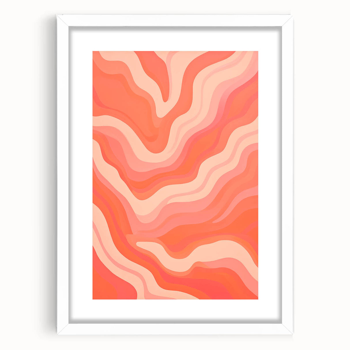 Maximalist Wall Art – Vibrant Abstract Waves in Warm Peach and Coral Tones