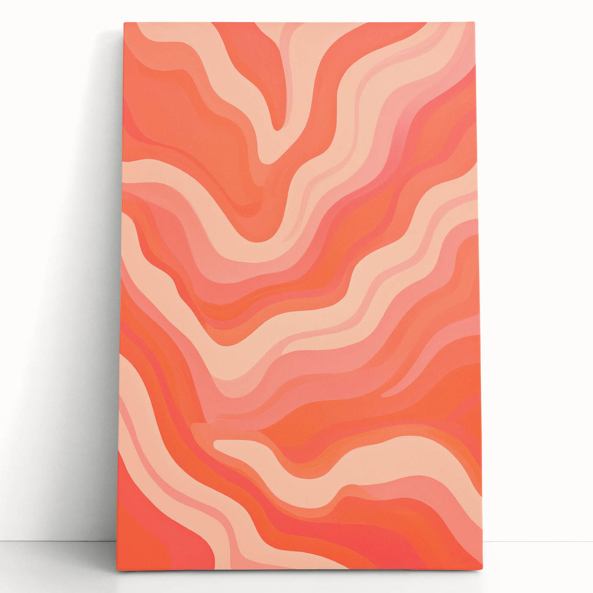 Maximalist Wall Art – Vibrant Abstract Waves in Warm Peach and Coral Tones
