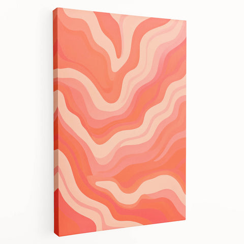 Maximalist Wall Art – Vibrant Abstract Waves in Warm Peach and Coral Tones
