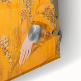 Maximalist Wall Art – Elegant Portrait with Bold Yellow and Floral Motifs