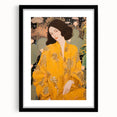 Maximalist Wall Art – Elegant Portrait with Bold Yellow and Floral Motifs