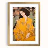 Maximalist Wall Art – Elegant Portrait with Bold Yellow and Floral Motifs