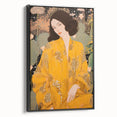 Maximalist Wall Art – Elegant Portrait with Bold Yellow and Floral Motifs