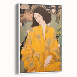 Maximalist Wall Art – Elegant Portrait with Bold Yellow and Floral Motifs