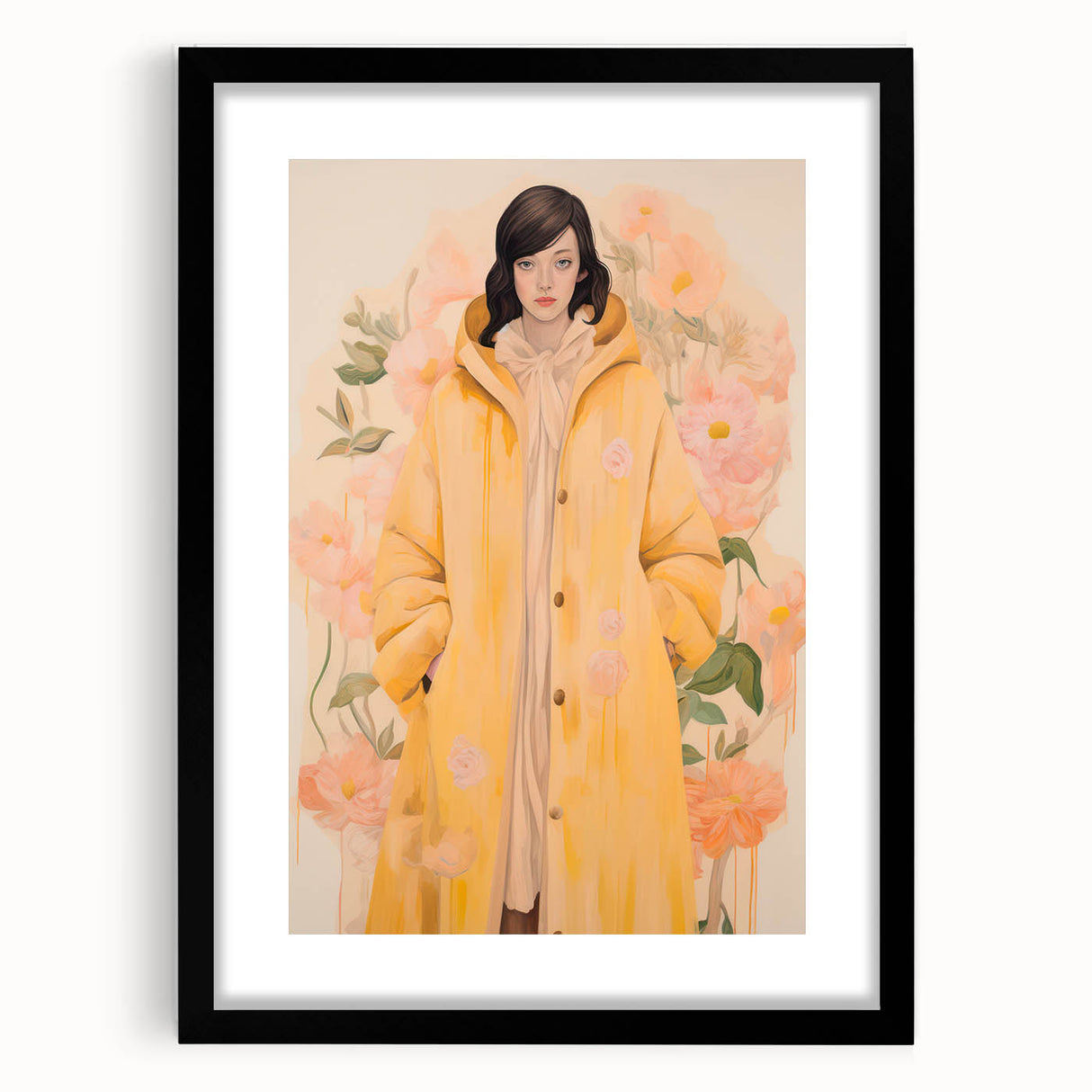 Maximalist Wall Art - Elegant Floral Portrait for Bold Home Decor