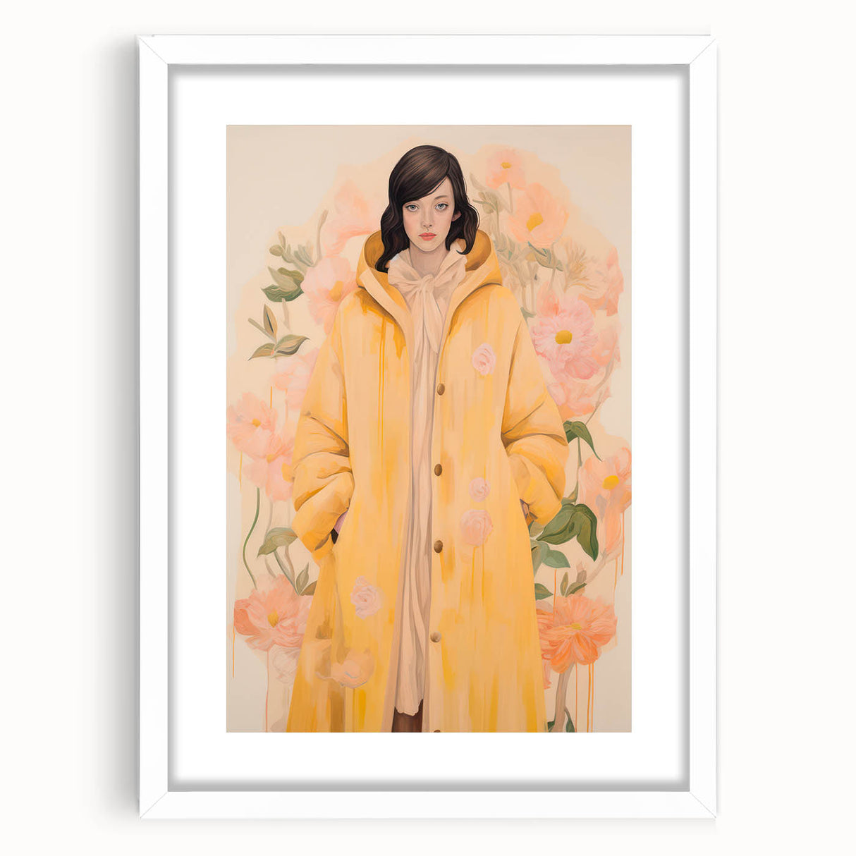 Maximalist Wall Art - Elegant Floral Portrait for Bold Home Decor