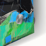 Maximalist Wall Art – Bold Abstract Cow with Vibrant Blue and Green Tones