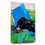 Maximalist Wall Art – Bold Abstract Cow with Vibrant Blue and Green Tones