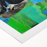 Maximalist Wall Art – Bold Abstract Cow with Vibrant Blue and Green Tones