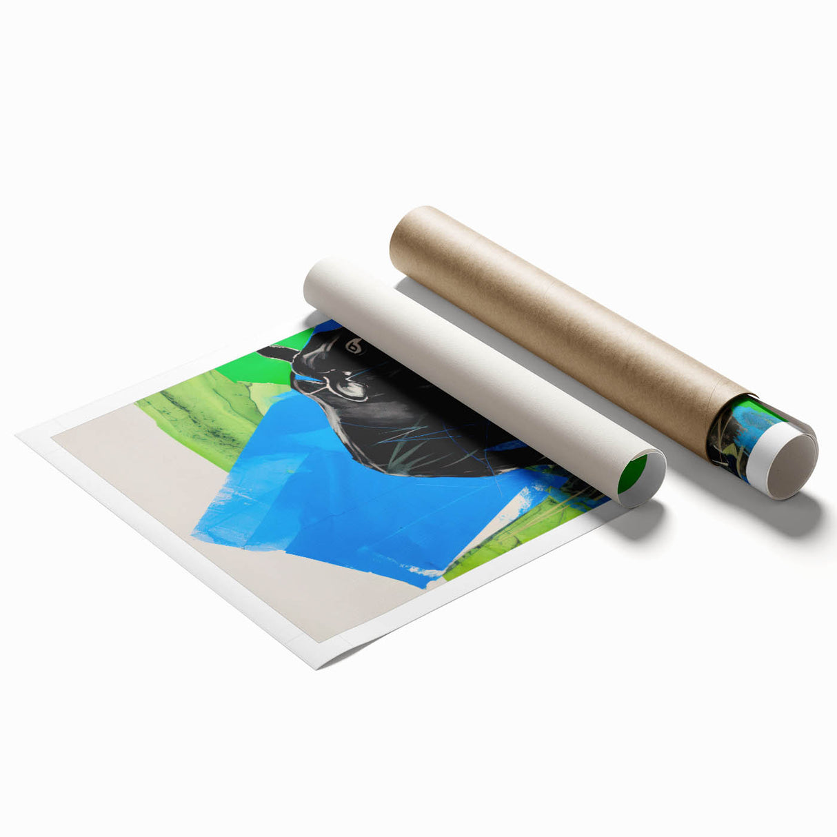 Maximalist Wall Art – Bold Abstract Cow with Vibrant Blue and Green Tones