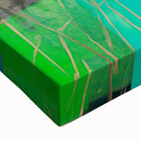 Maximalist Wall Art – Bold Abstract Cow with Vibrant Blue and Green Tones