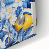 Maximalist Wall Art – Elegant Lemon and Floral Design in Blue and Yellow