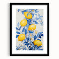 Maximalist Wall Art – Elegant Lemon and Floral Design in Blue and Yellow
