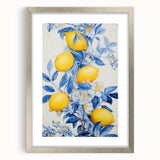 Maximalist Wall Art – Elegant Lemon and Floral Design in Blue and Yellow