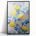 Maximalist Wall Art – Elegant Lemon and Floral Design in Blue and Yellow