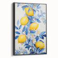 Maximalist Wall Art – Elegant Lemon and Floral Design in Blue and Yellow