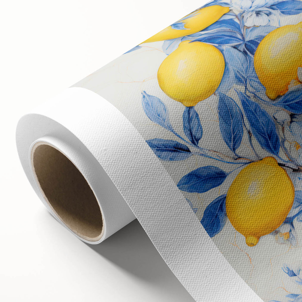 Maximalist Wall Art – Elegant Lemon and Floral Design in Blue and Yellow