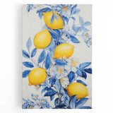 Maximalist Wall Art – Elegant Lemon and Floral Design in Blue and Yellow