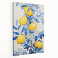Maximalist Wall Art – Elegant Lemon and Floral Design in Blue and Yellow