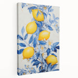 Maximalist Wall Art – Elegant Lemon and Floral Design in Blue and Yellow
