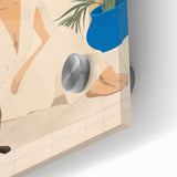 Maximalist Wall Art – Elegant Portrait with Cat and Tropical Accents