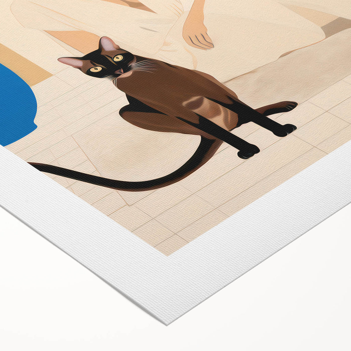 Maximalist Wall Art – Elegant Portrait with Cat and Tropical Accents