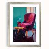 Maximalist Wall Art – Stylish Interior Scene with Chair and Wine Glass