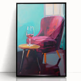 Maximalist Wall Art – Stylish Interior Scene with Chair and Wine Glass
