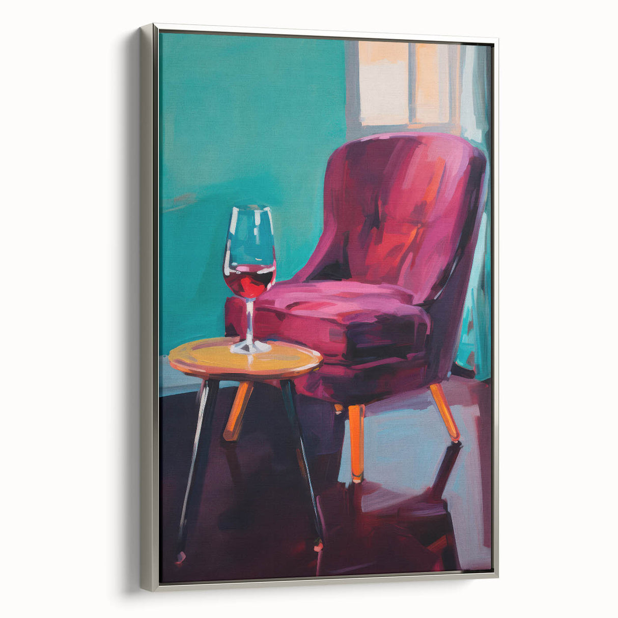 Maximalist Wall Art – Stylish Interior Scene with Chair and Wine Glass
