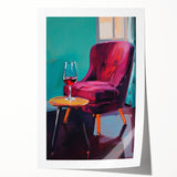 Maximalist Wall Art – Stylish Interior Scene with Chair and Wine Glass