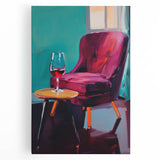 Maximalist Wall Art – Stylish Interior Scene with Chair and Wine Glass