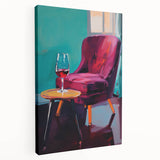 Maximalist Wall Art – Stylish Interior Scene with Chair and Wine Glass
