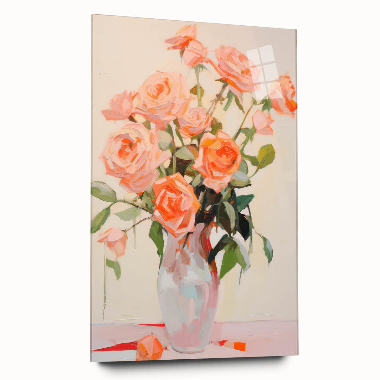 Maximalist Wall Art – Vibrant Rose Bouquet in a Soft Impressionist Style