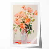 Maximalist Wall Art – Vibrant Rose Bouquet in a Soft Impressionist Style