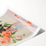 Maximalist Wall Art – Vibrant Rose Bouquet in a Soft Impressionist Style