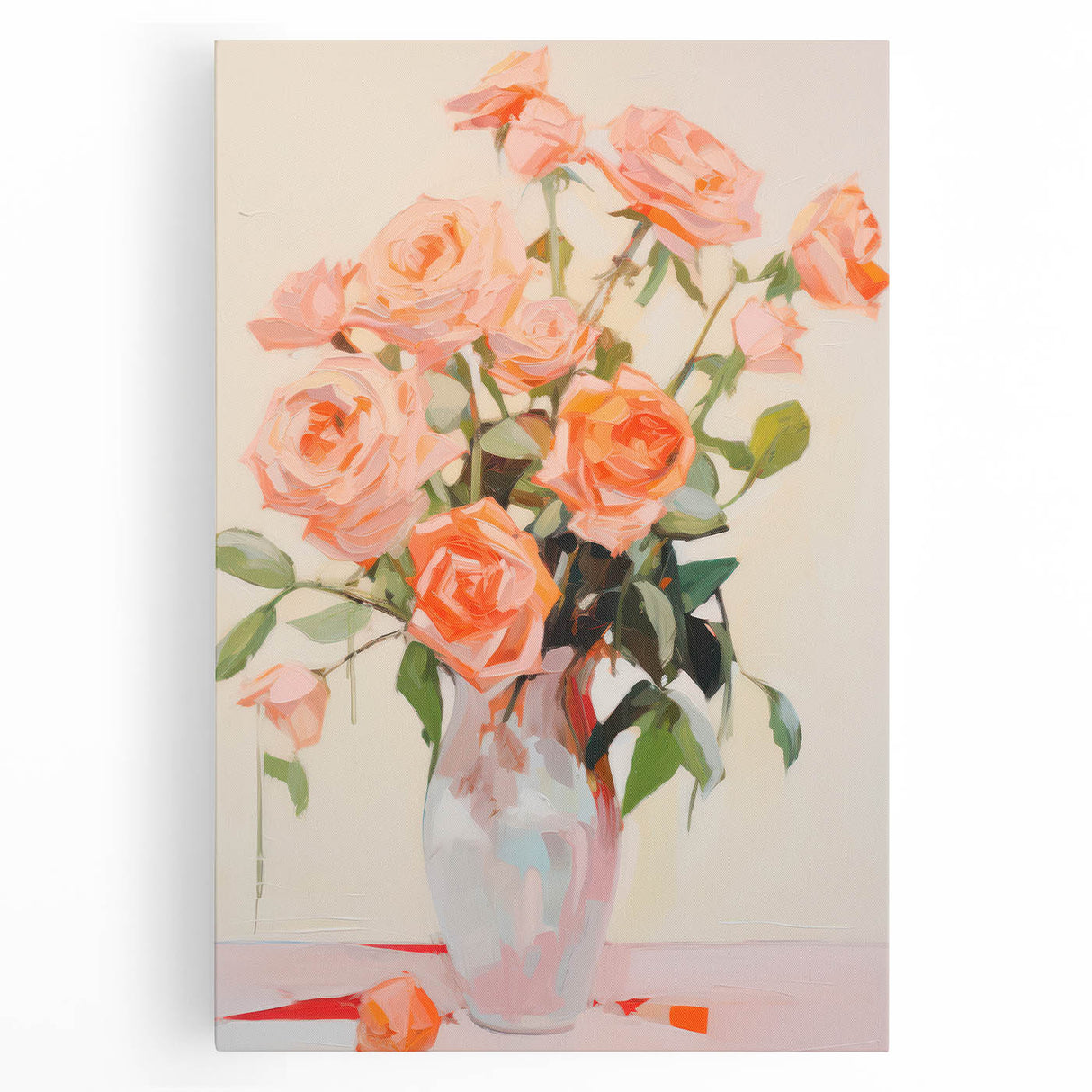 Maximalist Wall Art – Vibrant Rose Bouquet in a Soft Impressionist Style