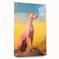 Maximalist Wall Art – Regal Dog Portrait Against Vibrant Sky and Landscape