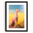 Maximalist Wall Art – Regal Dog Portrait Against Vibrant Sky and Landscape